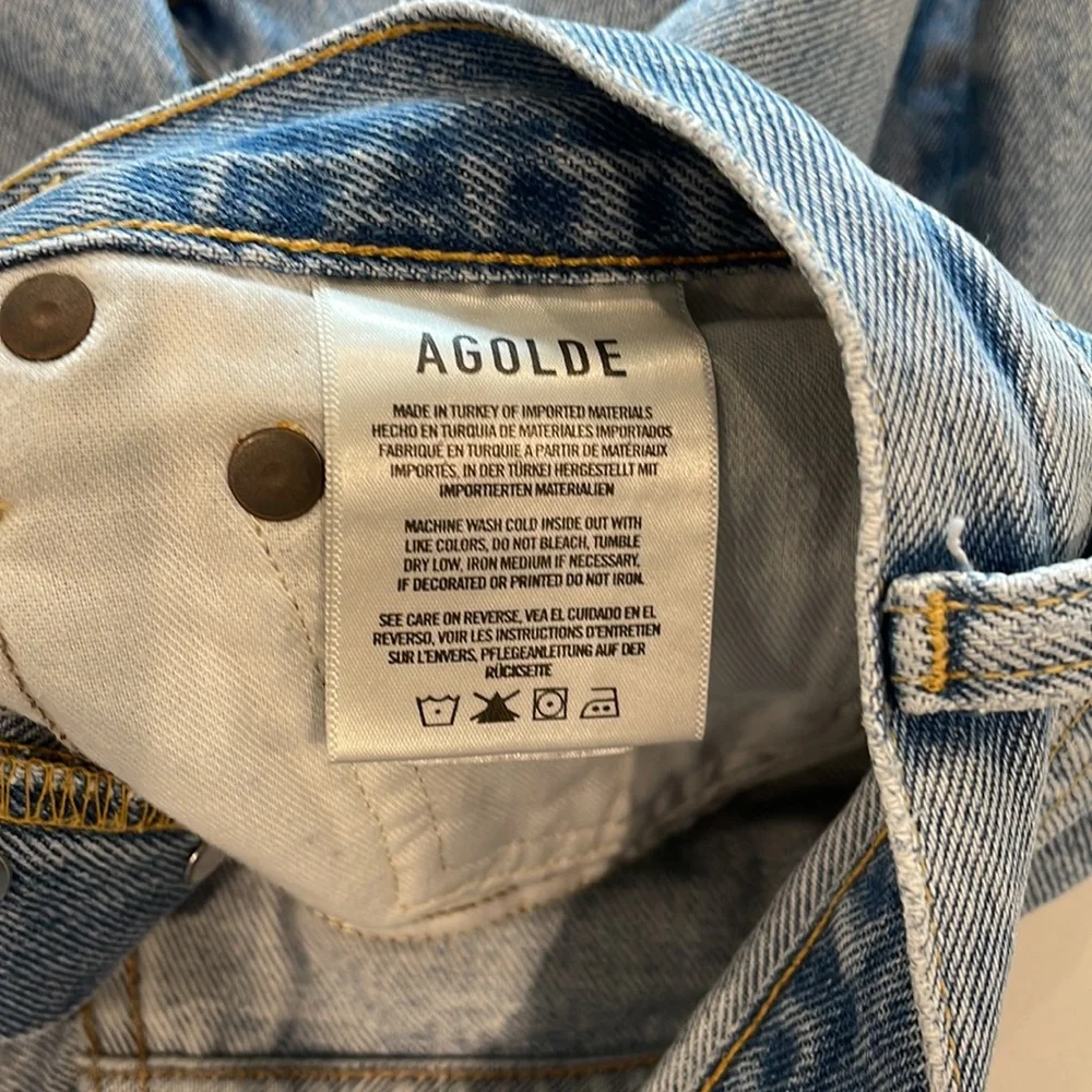 Agolde Parker Long Shorts Cutoff Denim